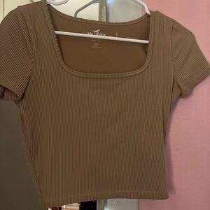 Brown Hollister ribbed square neck crop top. Size small.